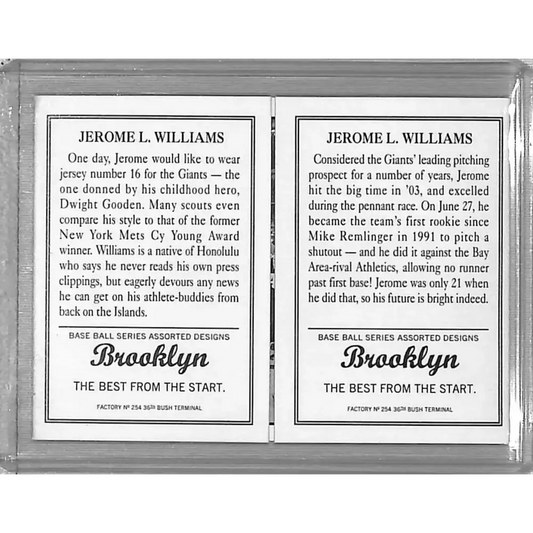 2003 Topps 205 Triple Folder #TFA-JW Jerome L. Williams NM-MT - Baseball Card Single
