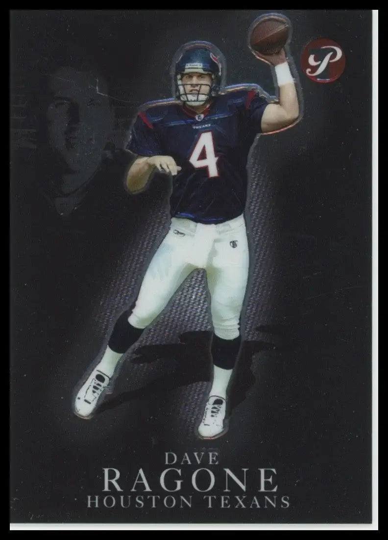 Football card featuring Houston Texans rookie Dave Ragone in black and navy jersey