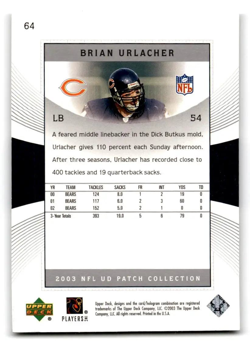2003 UD Patch Collection #64 Brian Urlacher - Football Card Single