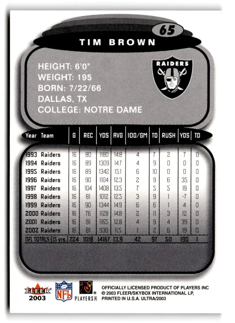 2003 Ultra #65 Tim Brown - Football Card Single