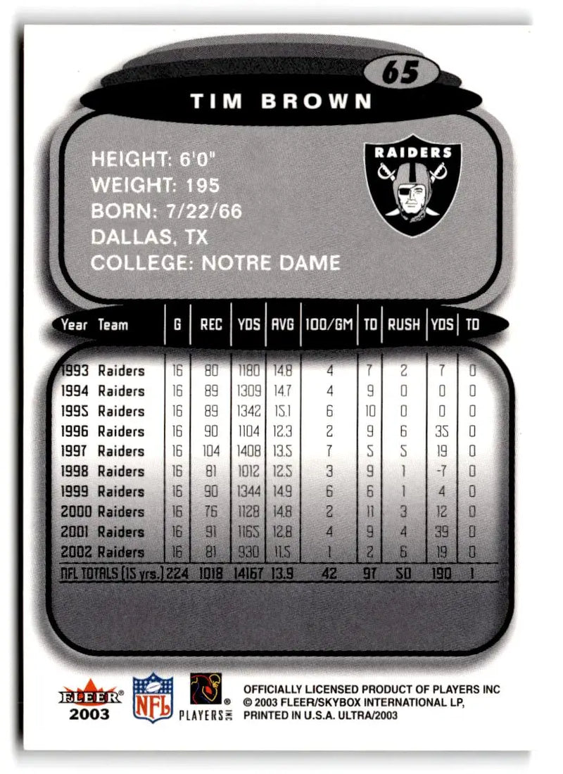 2003 Ultra #65 Tim Brown - Football Card Single