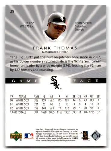 2003 Upper Deck Game Face Frank Thomas baseball card White Sox NM-MT ID 70151