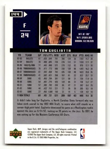2003 Upper Deck MVP #144 Tom Gugliotta Phoenix Suns Basketball Cards ID:58822 - Basketball Card Single