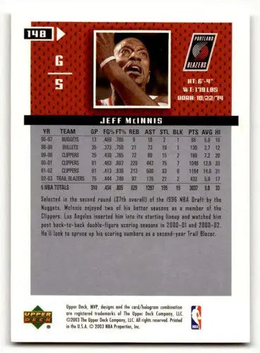 2003 Upper Deck MVP #148 Jeff McInnis Portland Trail Blazers Basketb ID:58807 - Basketball Card Single