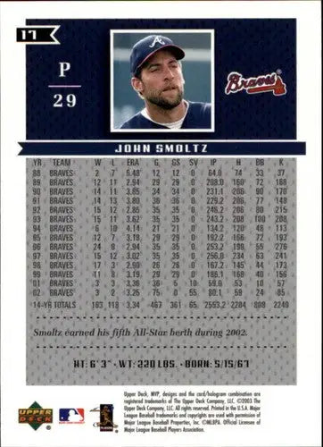 2003 Upper Deck MVP #17 John Smoltz NM-MT Braves - Baseball Card Single