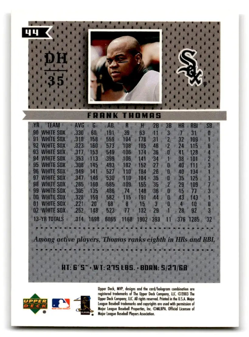 2003 Upper Deck MVP #44 Frank Thomas - Baseball Card Single