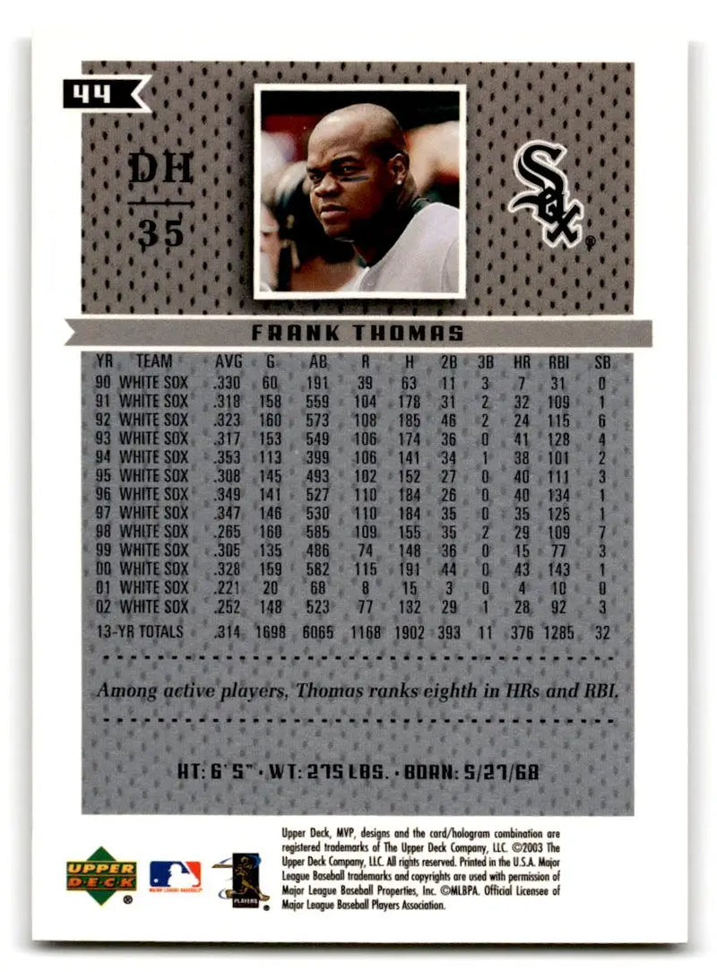 2003 Upper Deck MVP #44 Frank Thomas - Baseball Card Single