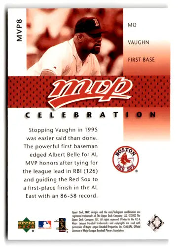 2003 Upper Deck MVP Celebration #MVP8 Mo Vaughn NM-MT SER/1995 ID:73189 - Baseball Card Single