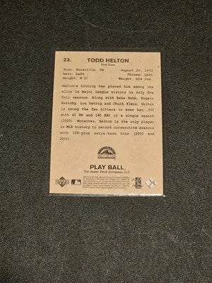 2003 Upper Deck Play Ball #23 Todd Helton Red Backs - Baseball Card Single