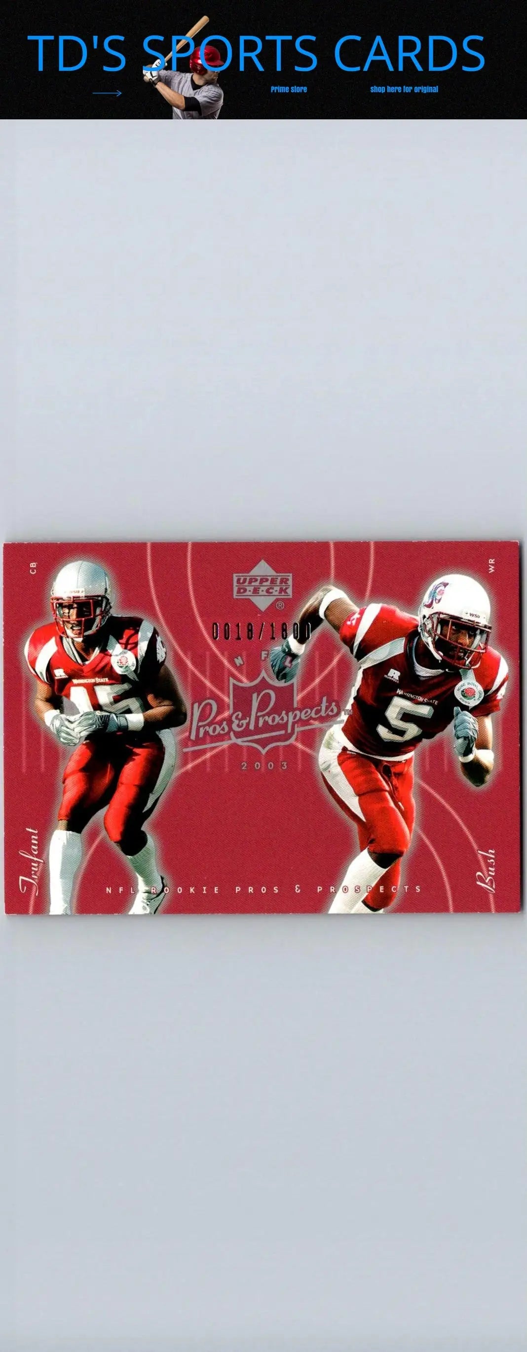 Football trading card featuring Mike Bush and Marcus Trufant from Upper Deck Pros