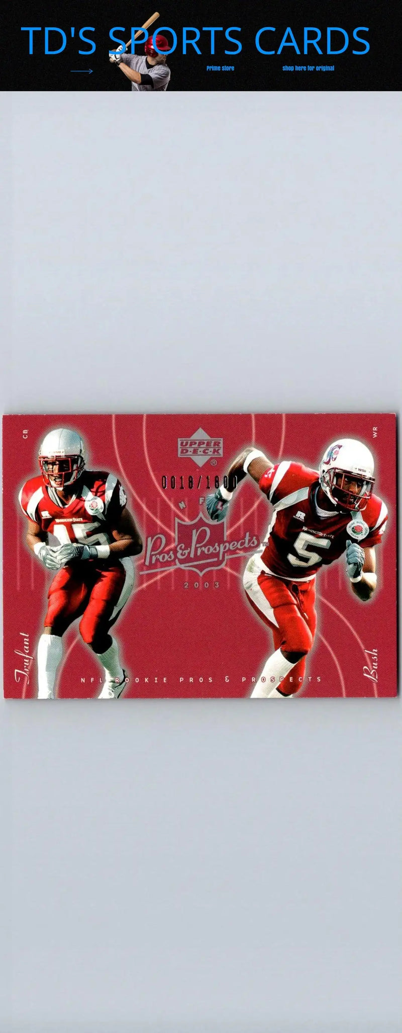Football trading card featuring Mike Bush and Marcus Trufant from Upper Deck Pros