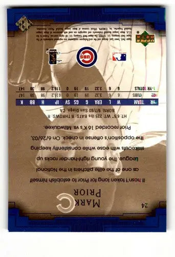 2003 Upper Deck Sweet Spot #24 Mark Prior Chicago Cubs Baseball Card ID:64480 - Baseball Card Single