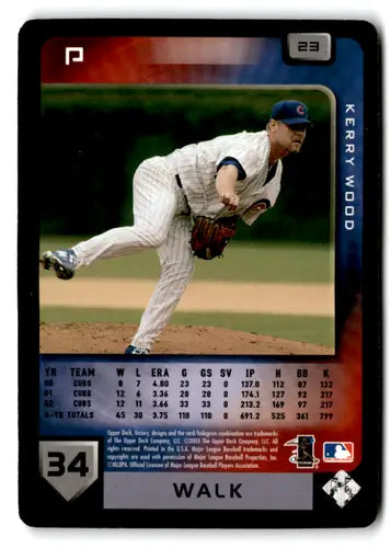 Original gloss baseball card from 2003 Upper Deck Victory featuring Kerry Wood Cubs