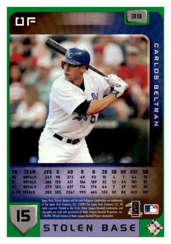 2003 Upper Deck Victory Tier 1 Green Carlos Beltran baseball card with original gloss