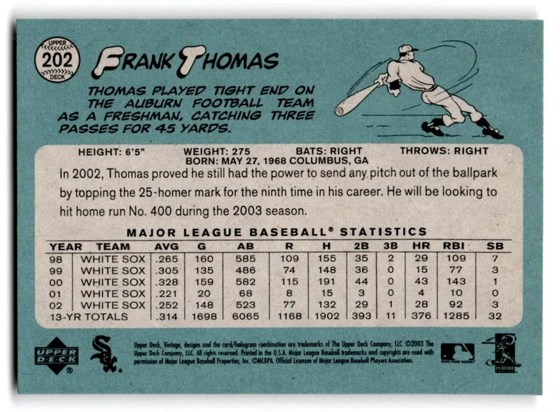 2003 Upper Deck Vintage #202 Frank Thomas - Baseball Card Single