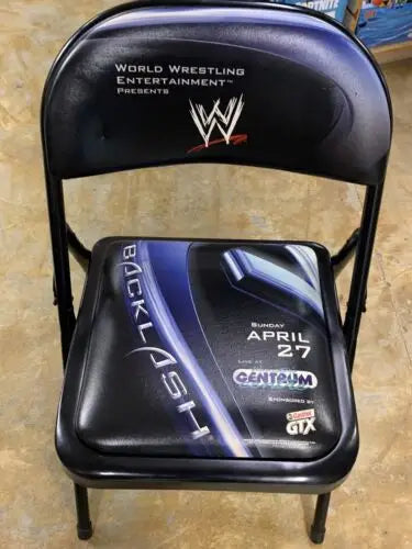 Black WWE Ringside VIP Chair with Backlash branding from Worcester Centrum Center