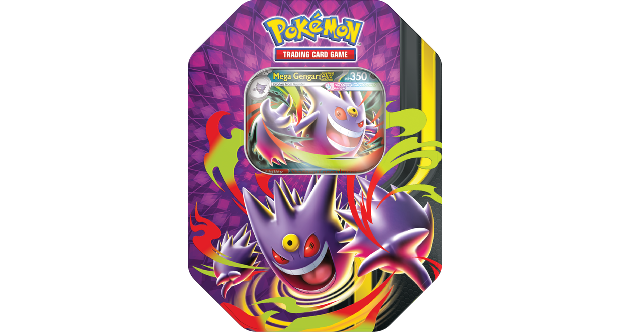 Pokemon Mega Moonlit Tin
Mega Clefable ex foil promo card
Mega Gengar ex Pokemon tin artwork