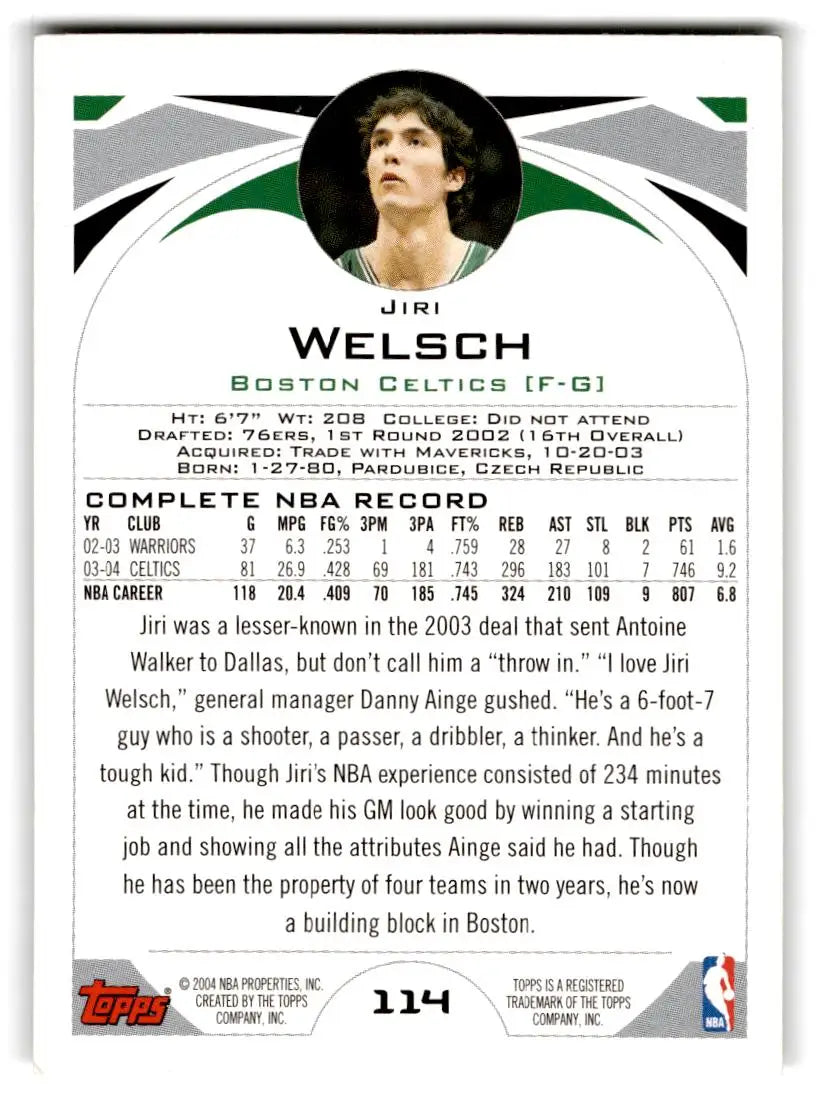 2004-05 Topps #114 Jiri Welsch - Basketball Card Single