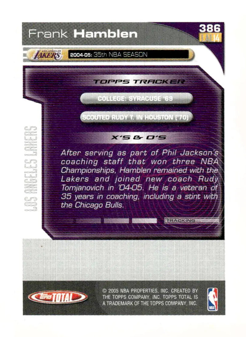 2004-05 Topps Total #386 Frank Hamblen - Basketball Card Single