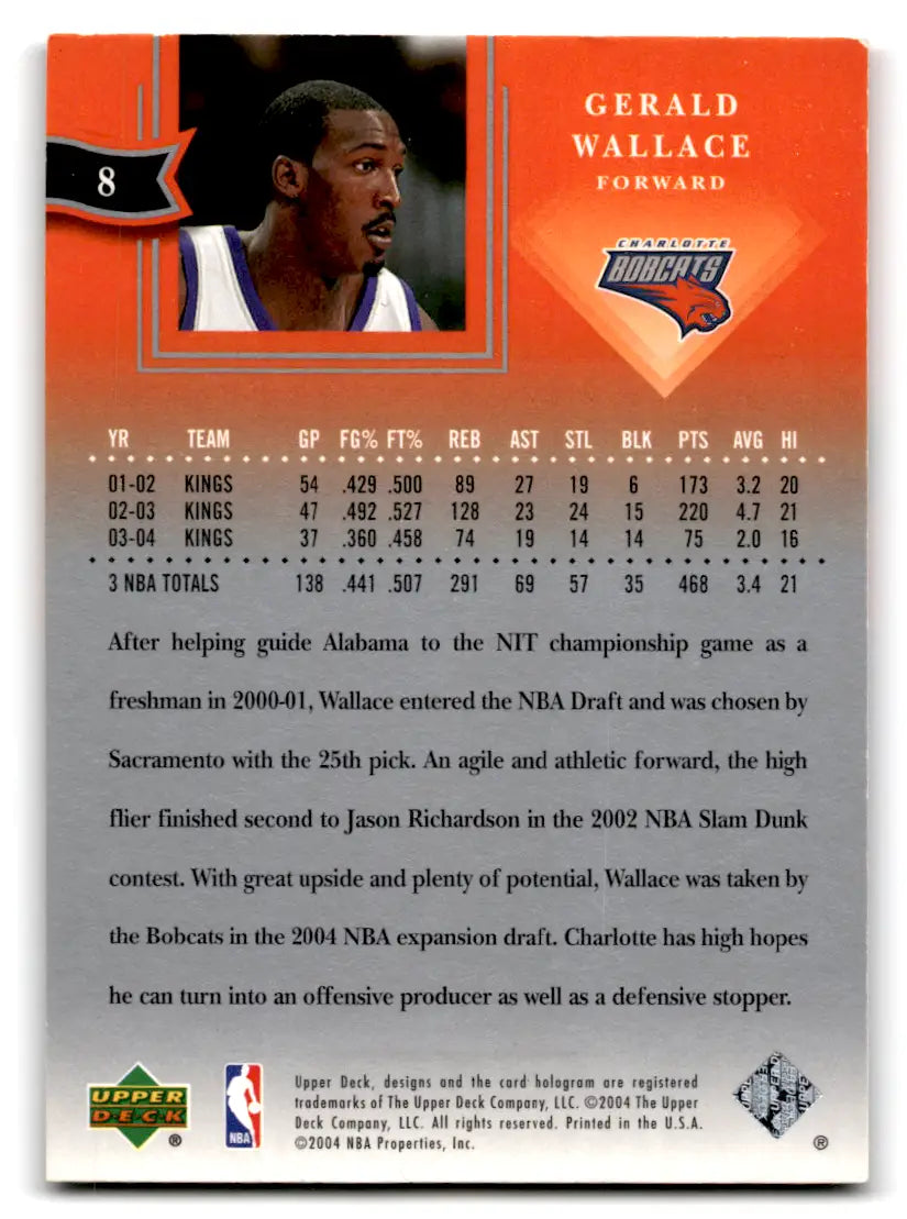 2004-05 Upper Deck All-Star Lineup Gerald Wallace #8 Bobcats - Basketball Card Single