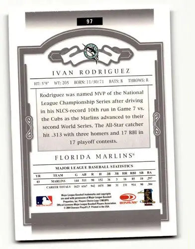 2004 Donruss Classics #97 Ivan Rodriguez Florida Marlins Baseball Ca ID:63443 - Baseball Card Single