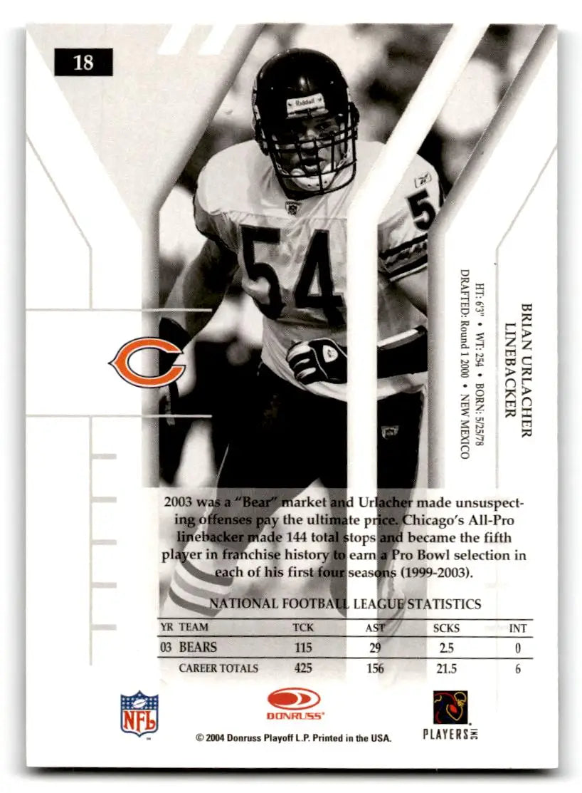 2004 Donruss Elite #18 Brian Urlacher - Football Card Single