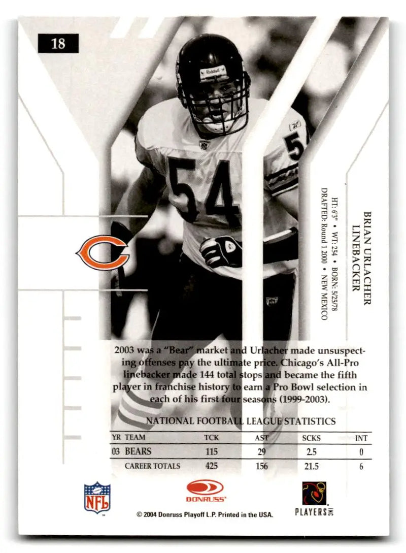 2004 Donruss Elite #18 Brian Urlacher - Football Card Single