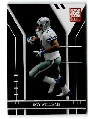 Football player Roy Williams in Dallas Cowboys uniform running with ball Donruss Elite trading cards