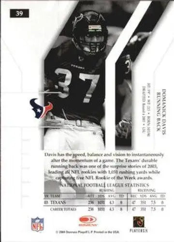 Original gloss Donruss Elite football trading card featuring Domanick Davis in uniform