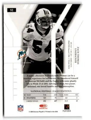 Zach Thomas football card from 2004 Donruss Elite Zach Thomas trading collection