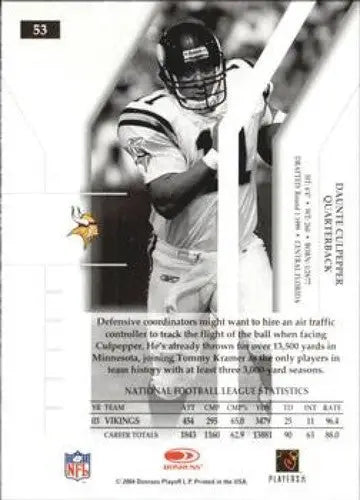 Original gloss football card of Daunte Culpepper from 2004 Donruss Elite Vikings