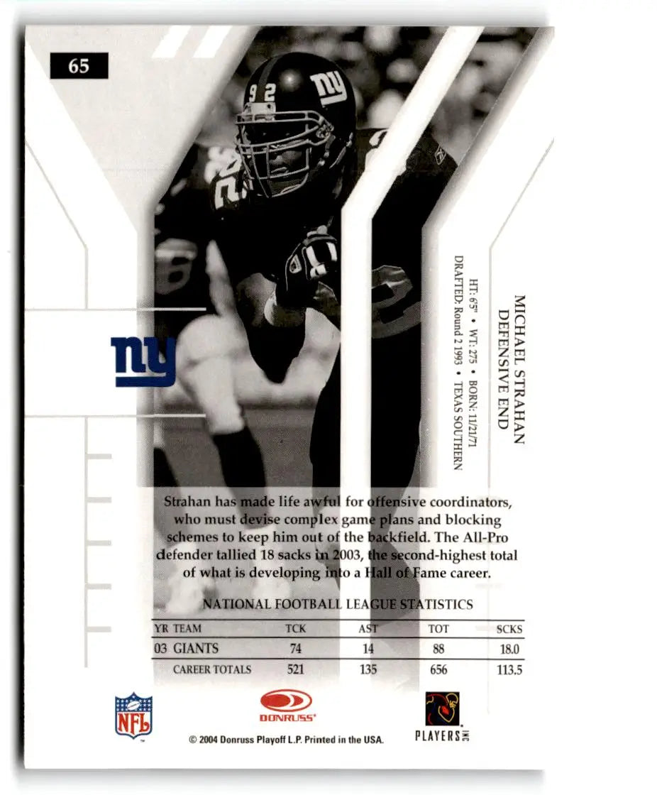 2004 Donruss Elite #65 Michael Strahan - Football Card Single