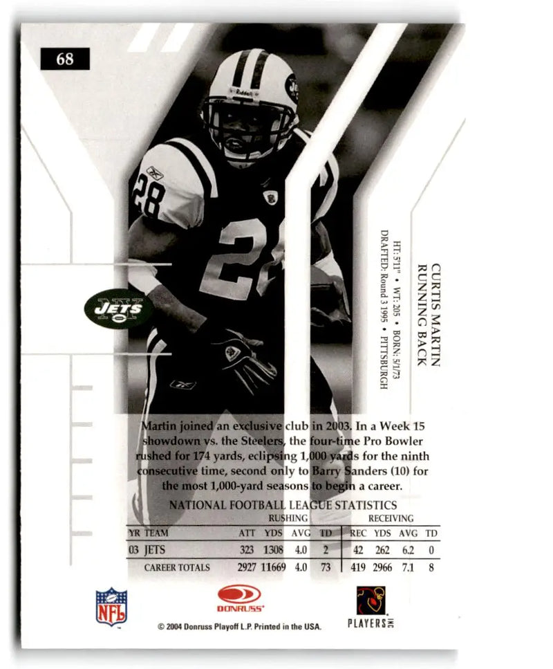 2004 Donruss Elite #68 Curtis Martin - Football Card Single