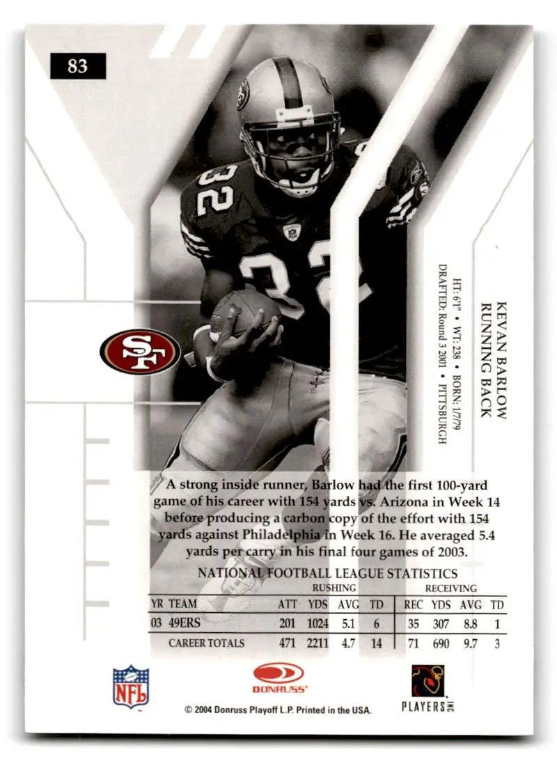 2004 Donruss Elite #83 Kevan Barlow - Football Card Single
