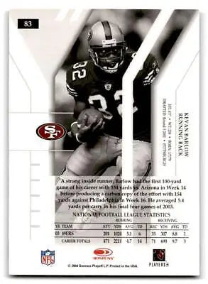 Football player trading card of Kevan Barlow from Donruss Elite series