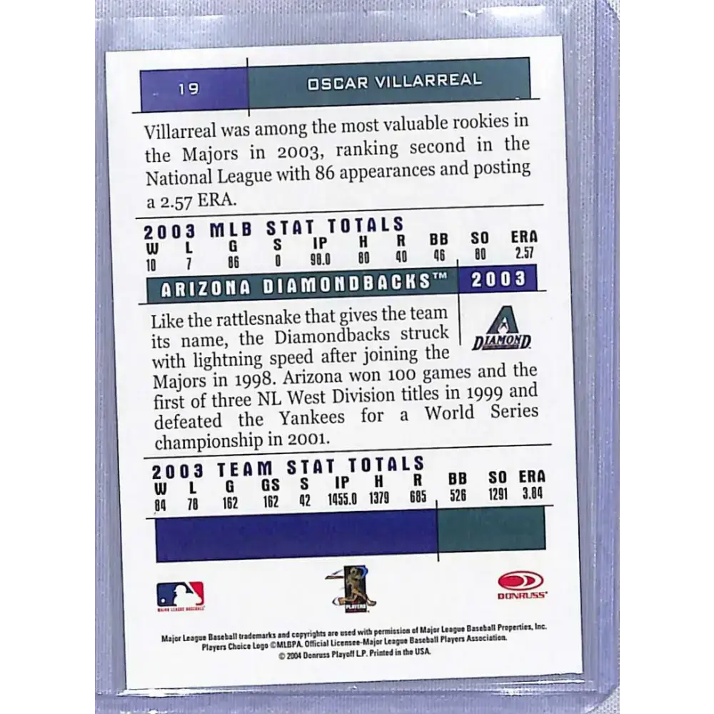 2004 Donruss Team Heroes #19 Oscar Villarreal Autographs NM-MT Baseball Card - Baseball Card Single