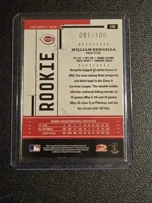 2004 Donruss Throwback Threads #248 William Bergolla Signature Marks #/100 - Baseball Card Single