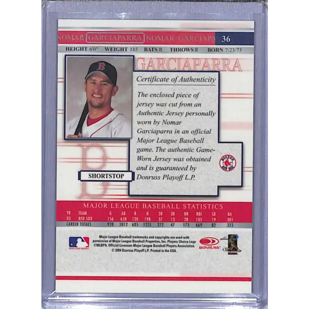 2004 Donruss Timelines #36 Nomar Garciaparra Boston Red Sox NM-MT Baseball Card - Baseball Card Single