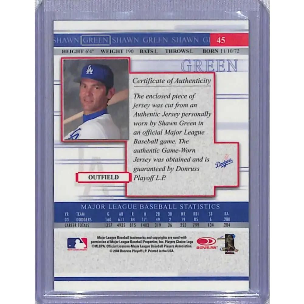 2004 Donruss Timelines #45 Shawn Green Los Angeles Dodgers NM-MT Baseball Card - Baseball Card Single