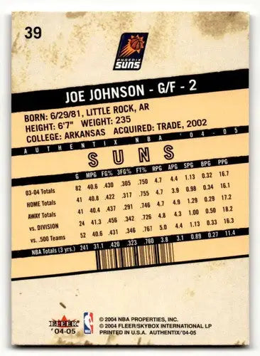 2004 Fleer Authentix #39 Joe Johnson Phoenix Suns Basketball Cards E ID:58771 - Basketball Card Single