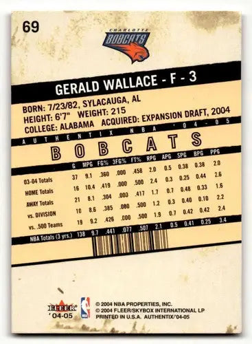 2004 Fleer Authentix #69 Gerald Wallace Charlotte Bobcats Basketball ID:58794 - Basketball Card Single