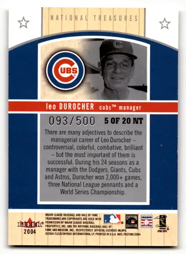 2004 Fleer National Pastime National Treasures #5 Leo Durocher NM-MT 09 ID:60915 - Baseball Card Single