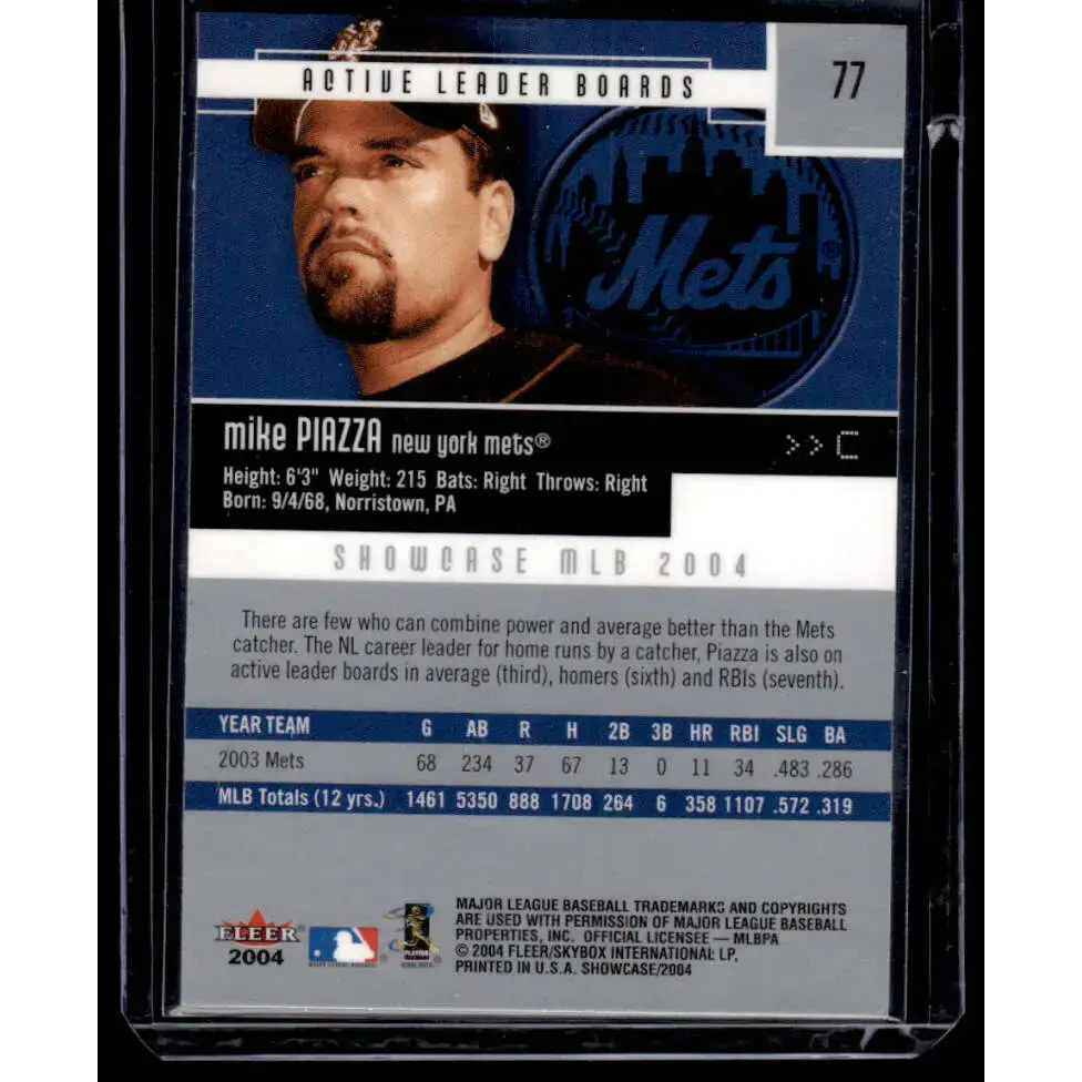 2004 Fleer Showcase #77 Mike Piazza EX/NM New York Mets Baseball Card - Baseball Card Single