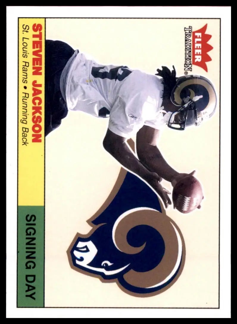 Fleer Signature Series Steven Jackson Rookie Football Card from 2004 Fleer Tradition Signing Day