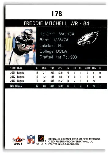 American football trading card of Freddie Mitchell from Fleer Ultra with original gloss