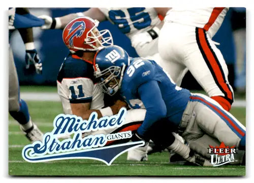 Michael Strahan Fleer Ultra football card with original gloss NY Giants collectible