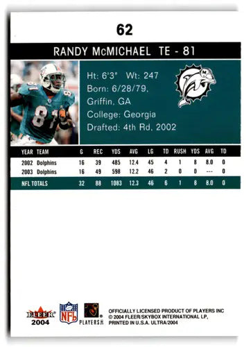2004 Fleer Ultra #62 Randy McMichael NM-MT Dolphins ID:73631 - Football Card Single