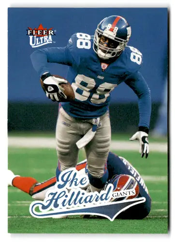 Vintage Fleer Ultra Ike Hilliard football trading card with original gloss featuring NY Giants