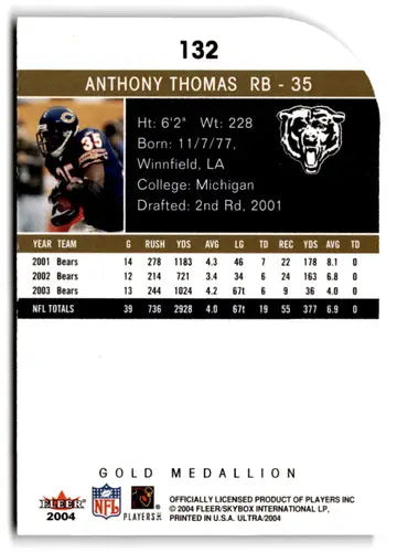 2004 Fleer Ultra Gold Medallion #132 Anthony Thomas NM-MT Bears ID:82091 - Football Card Single