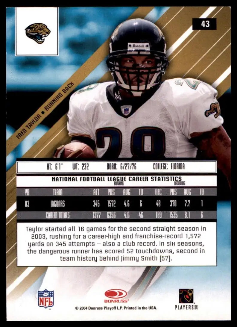 2004 Leaf Rookies & Stars - Fred Taylor #43 - Football Card Single